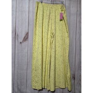 Riley & Rae Yellow Floral Ditsy‎ Print Wide Leg Pants Elastic Waist XXL NEW